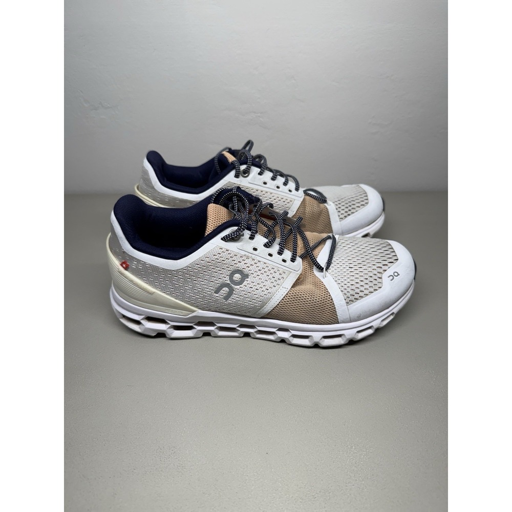 On Cloud Running Women's Cloudstratus Road Running Shoes White/Almond Size 8